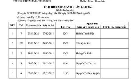Trường phân công học sinh quét sân, tưới cây 9 ngày Tết