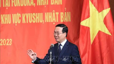 Chủ tịch nước Võ Văn Thưởng gặp gỡ cán bộ Tổng Lãnh sự quán Việt Nam tại Fukuoka và người Việt Nam tại khu vực Kyushu, Nhật Bản
