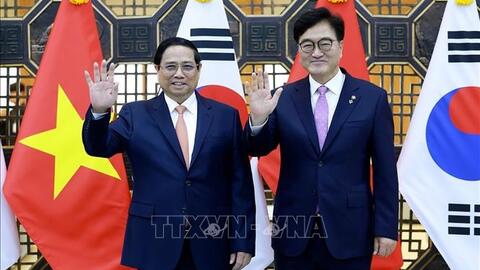 Thủ tướng Chính phủ Phạm Minh Chính hội kiến Chủ tịch Quốc hội Hàn Quốc Woo Won-shik