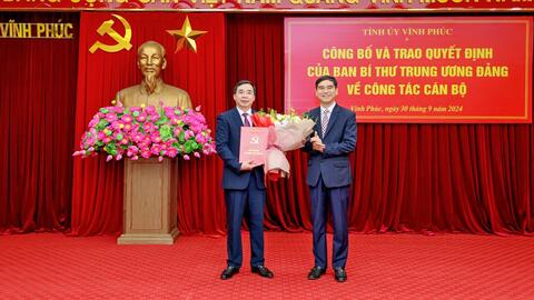 Đồng chí Bùi Huy Vĩnh giữ chức Phó bí thư Thường trực Tỉnh ủy Vĩnh Phúc