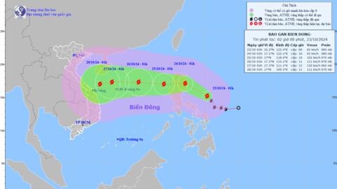 Bão Trà Mi đang trên vùng biển phía Đông Philippines, cường độ tiếp tục mạnh thêm