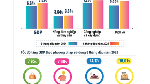 GDP 6 tháng đầu năm tăng cao nhất trong cùng kỳ giai đoạn 2011-2025