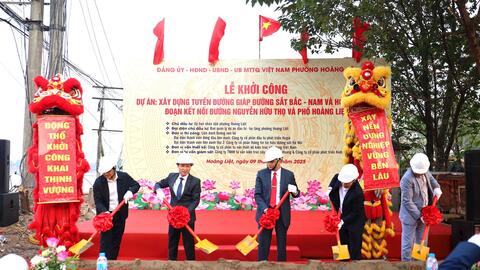 Phường Hoàng Liệt khởi công tuyến đường giáp đường sắt Bắc - Nam và hồ Linh Đàm