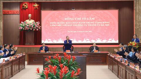 Tổng Bí thư Tô Lâm làm việc với Ban Thường vụ Thành ủy Hà Nội
