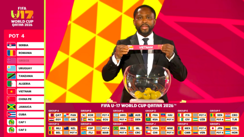 Bốc thăm FIFA U17 World Cup 2026: Việt Nam cùng bảng Mali, Bỉ và New Zealand