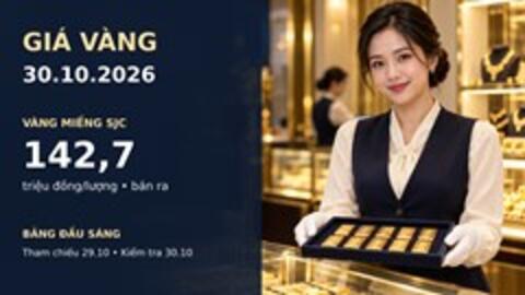 Giá vàng hôm nay 30.10.2026: Vàng nhẫn và vàng miếng khác nhịp
