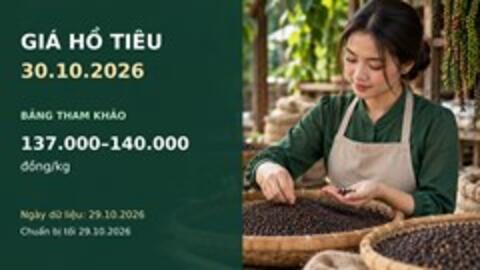 Giá hồ tiêu hôm nay 30.10.2026: Chờ lực mua xuất khẩu cuối năm