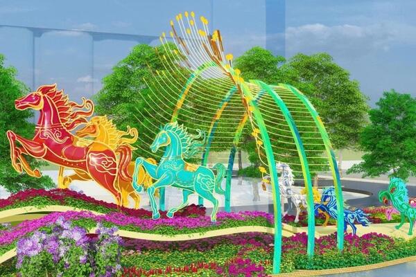 Lộ diện linh vật Ngựa chín hồng mao tại Đường hoa Nguyễn Huệ
