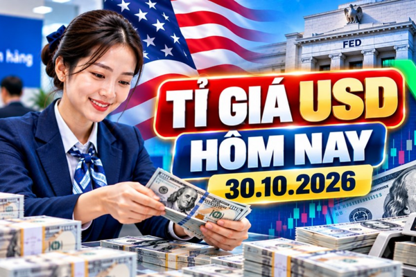 Tỉ giá USD hôm nay 30.10.2026: Vietcombank bán 26.020 đồng, DXY sát 102 điểm