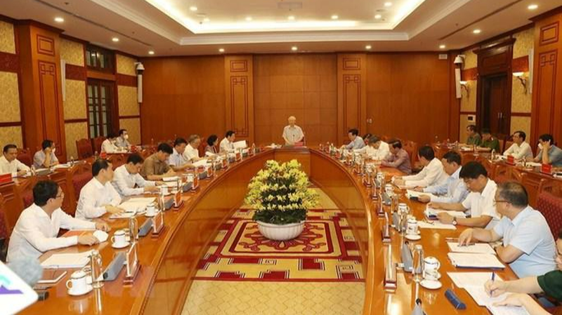Tổng Bí thư Nguyễn Phú Trọng chủ trì cuộc họp của Ban Chỉ đạo Trung ương về PCTN, tiêu cực vào tháng 4/2022.
