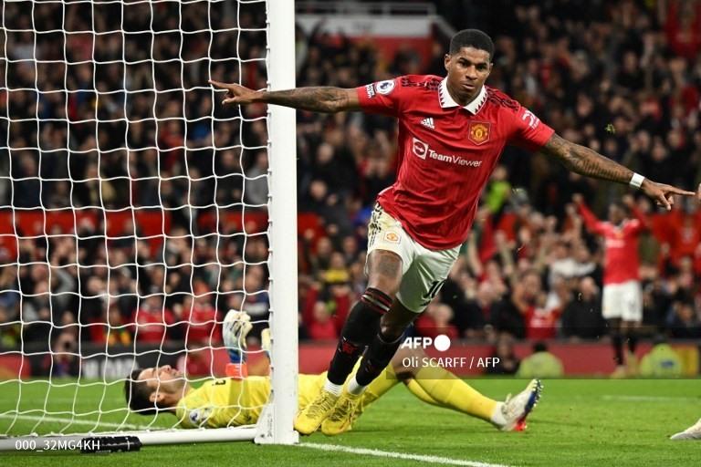 Bàn thắng thứ 100 của Rashford cho Man United. Ảnh: AFP