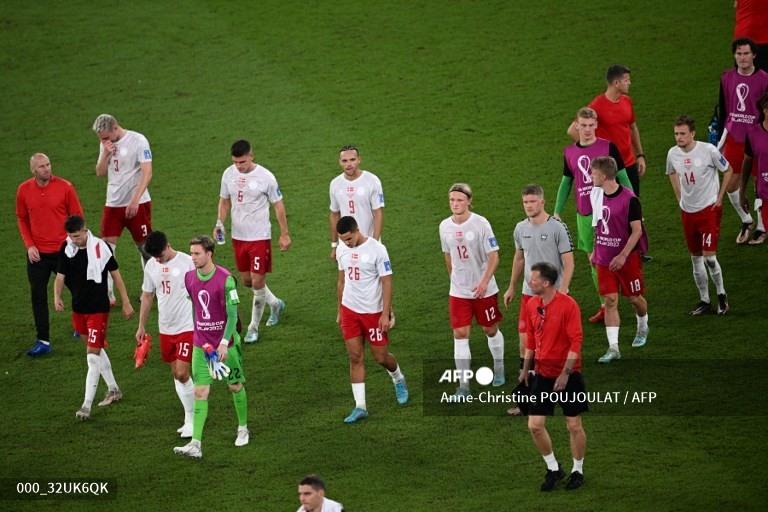 Đan Mạch bị dồn vào thế khó sau thất bại 1-2 trước Pháp. Ảnh: AFP