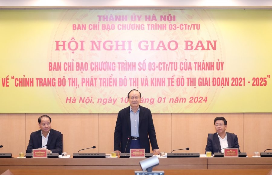 Phó Bí thư Thành ủy, Chủ tịch HĐND TP Nguyễn Ngọc Tuấn - Trưởng Ban Chỉ đạo Chương trình 03-CTtr/TU kết luận hội nghị