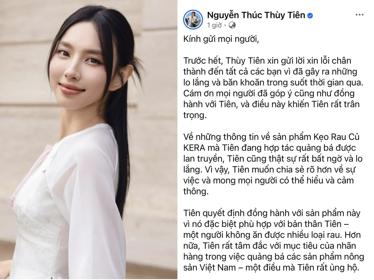 hoa hau thuy tien len tieng ve vu quang cao keo rau cu hop tac voi quang linh vlogs hinh 2