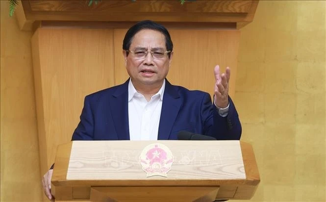 Thủ tướng Phạm Minh Chính chủ trì Phiên họp Chính phủ thường kỳ tháng 3 năm 2025. Ảnh: Dương Giang/TTXVN