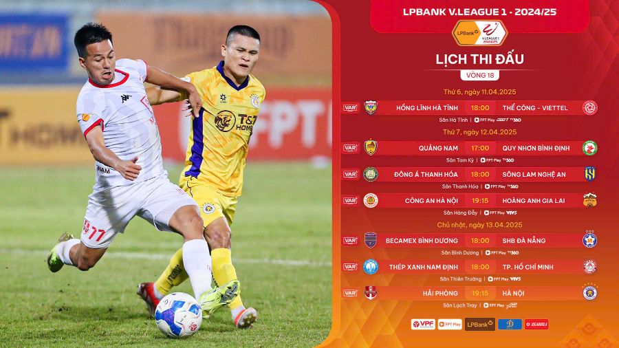 Lịch thi đấu vòng 18 V.League 2024-2025. Ảnh: VPF