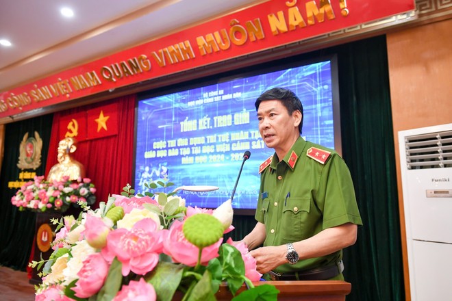 Trung tướng, NGƯT, GS.TS Trần Minh Hưởng - Giám đốc Học viện phát biểu chỉ đạo tại buổi lễ