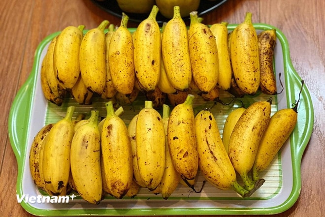 Chuối giàu chất xơ và vitamin C giúp hỗ trợ giảm cholesterol, tốt cho tiêu hóa và tim mạch. (Ảnh: Vietnam+) vnp-qua-chuoi.jpg