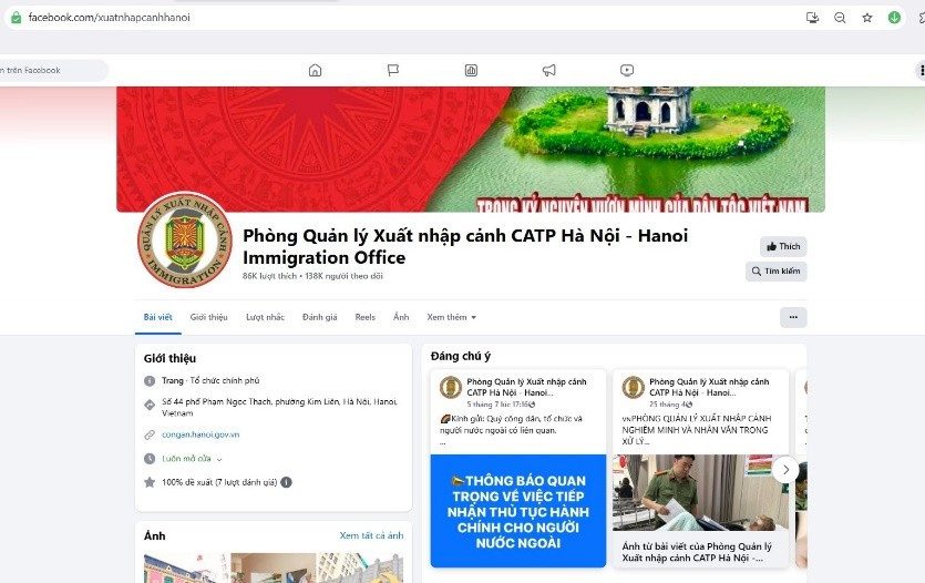 Người dân dễ dàng phản ánh vi phạm người nước ngoài xuất nhập cảnh qua trang Facebook của CATP Hà Nội. 2-2307.jpg