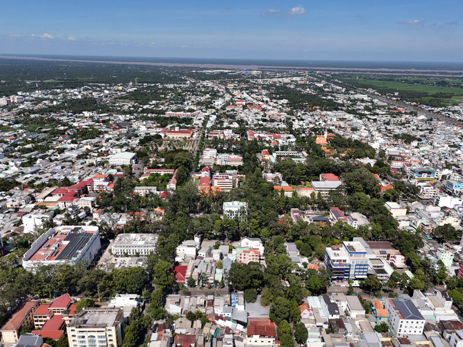 Một góc phường Trà Vinh, tỉnh Vĩnh Long từ trên cao.