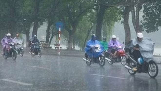 Mưa giông trở lại Bắc bộ từ chiều tối nay do ảnh hưởng của không khí lạnh