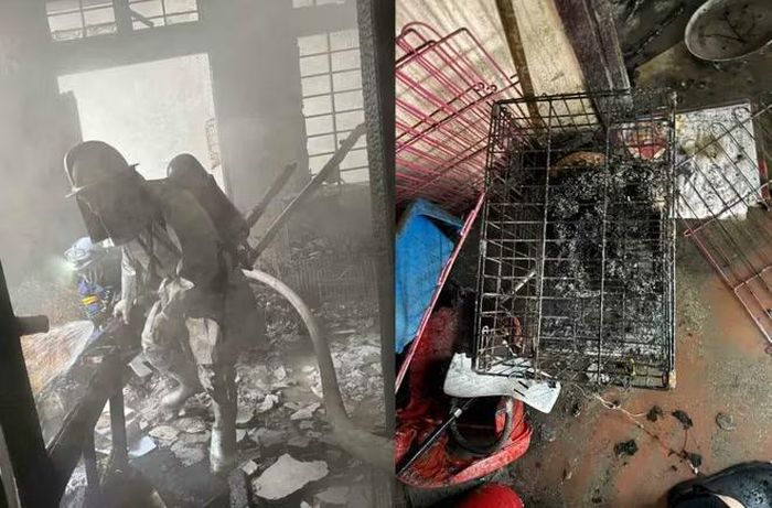 Hiện trường vụ cháy thiết bị sưởi ở phố Đội Cấn