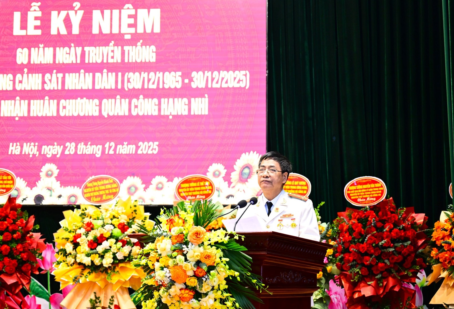 Đại tá, Nhà giáo ưu tú Nguyễn Hùng Thanh phát biểu tại Lễ kỷ niệm