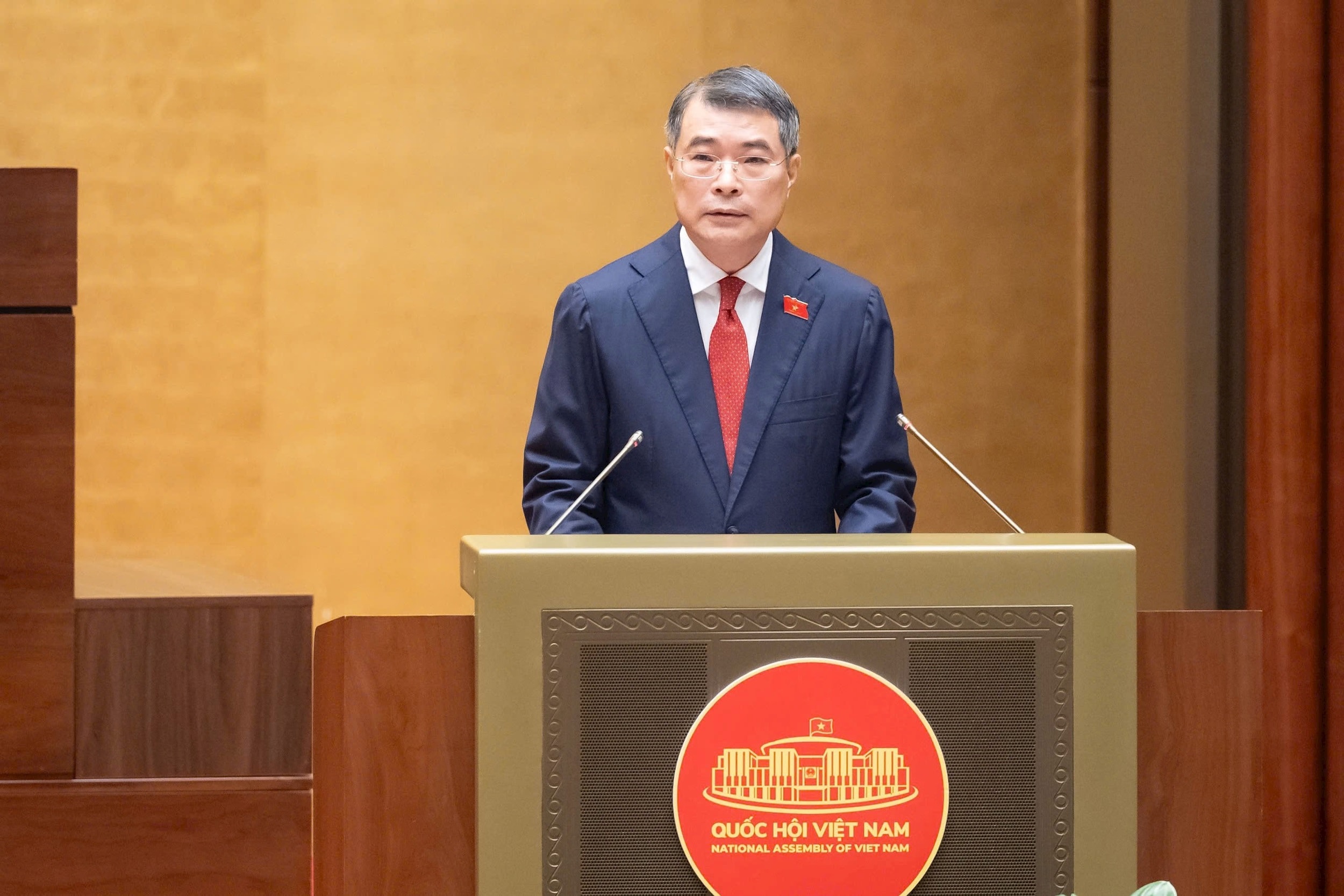 Thủ tướng Chính phủ Lê Minh Hưng phát biểu nhậm chức trước Quốc hội và đồng bào, cử tri cả nước. Ảnh: Quochoi.vn