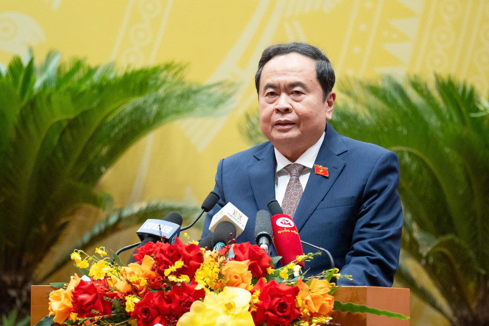 Chủ tịch Quốc hội Trần Thanh Mẫn phát biểu chỉ đạo tại Kỳ họp thứ 20 HĐND Thành phố Hà Nội, nhiệm kỳ 2021-2026 (ảnh: QH). 23.jpg