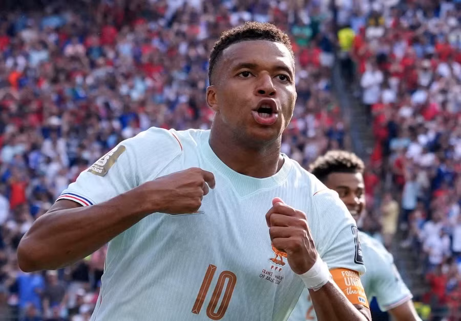 Kylian Mbappe ăn mừng bàn thắng thứ 8 tại World Cup 2026. Ảnh: Reuters. phap-ma-roc-1.jpg
