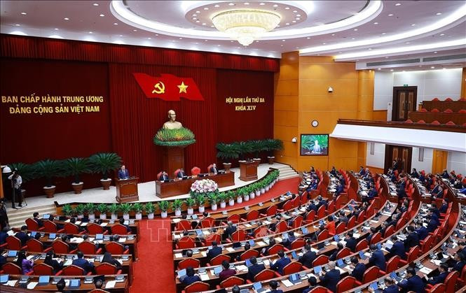 Phiên khai mạc Hội nghị lần thứ ba Ban Chấp hành Trung ương Đảng khoá XIV. Ảnh: Dương Giang/TTXVN. 69.jpg